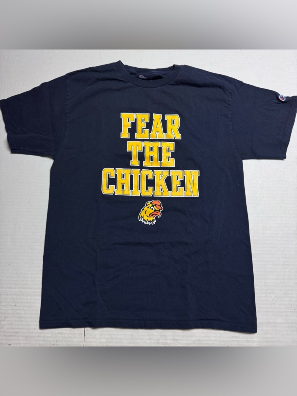 Champion Trinity College Bantams Fear The Chicken T Shirt In Navy Size: M Unisex